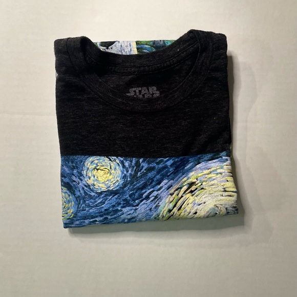 Star Wars Mens Tee Gray Size S Graphic Storm Trooper Van Gogh Short Sleeve Crew - Picture 9 of 9
